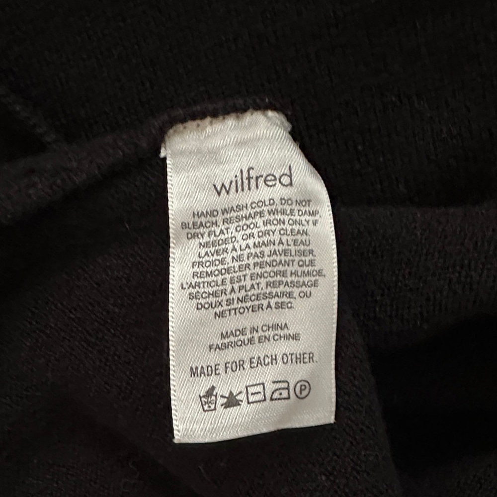 Wilfred by Aritzia Cyprie Black V-Neck Merino Wool Dress with Slit - Size Small - Picture 10 of 11